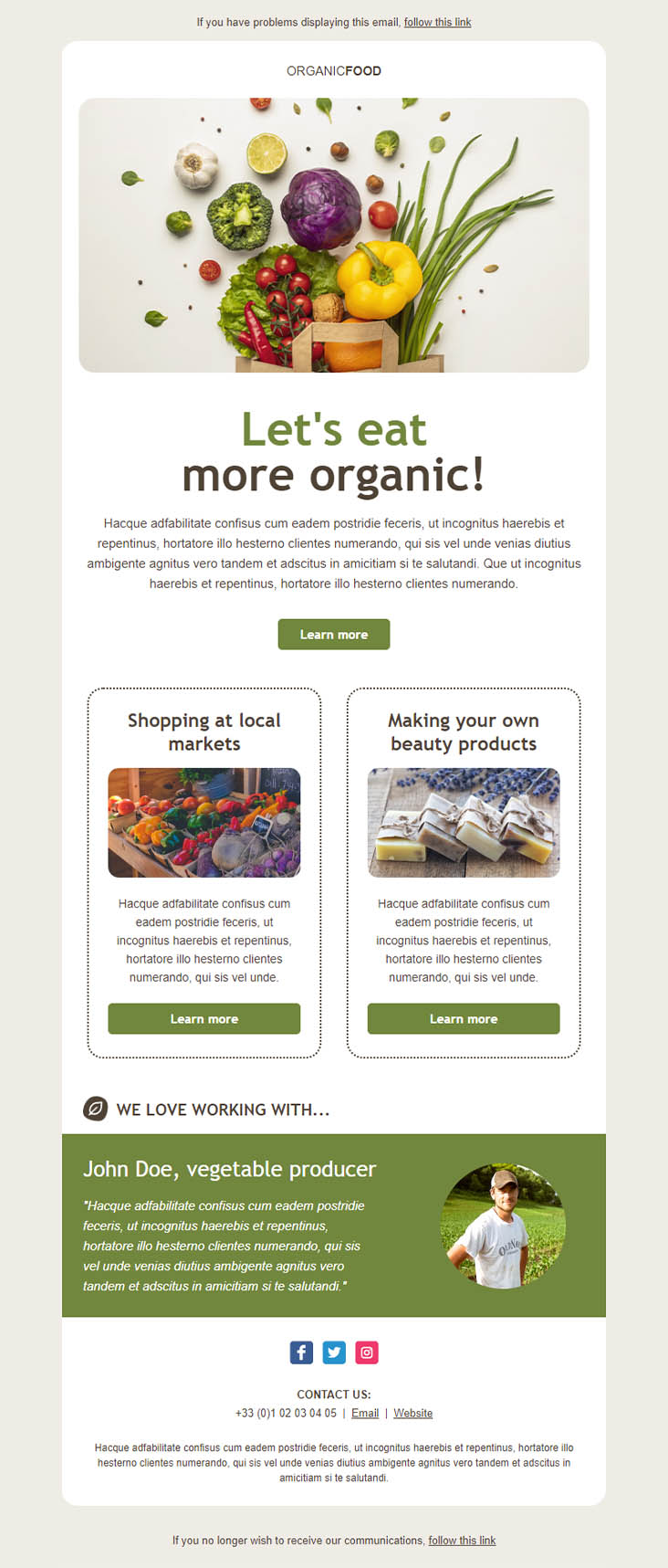 Templates Emailing Organic Sarbacane