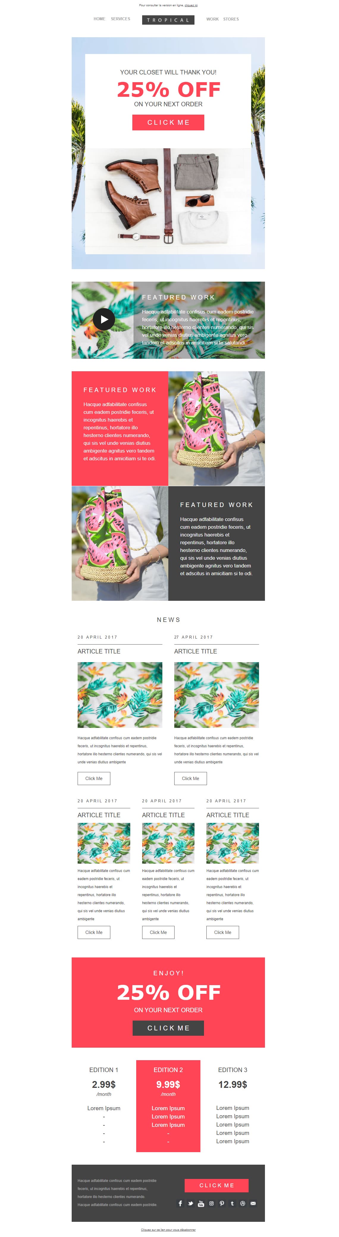 Templates Emailing Tropical's offer Sarbacane